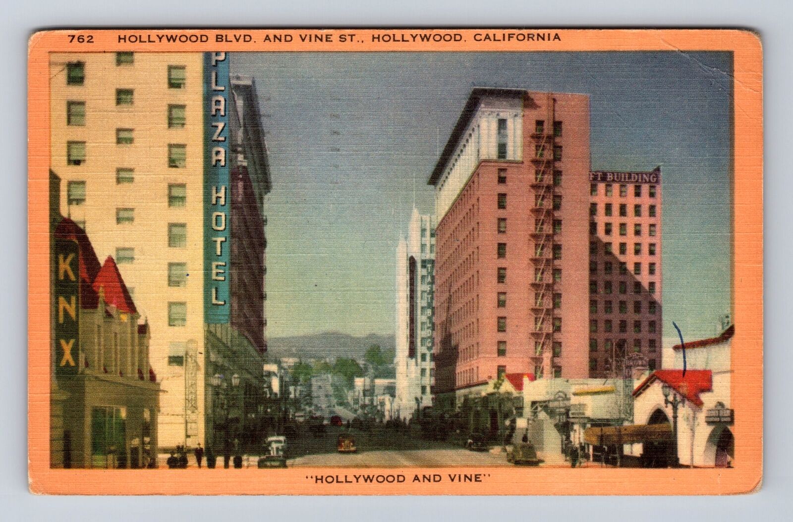 Hollywood CA-California, Hollywood Blvd & Vine St, Vintage c1952 Postcard