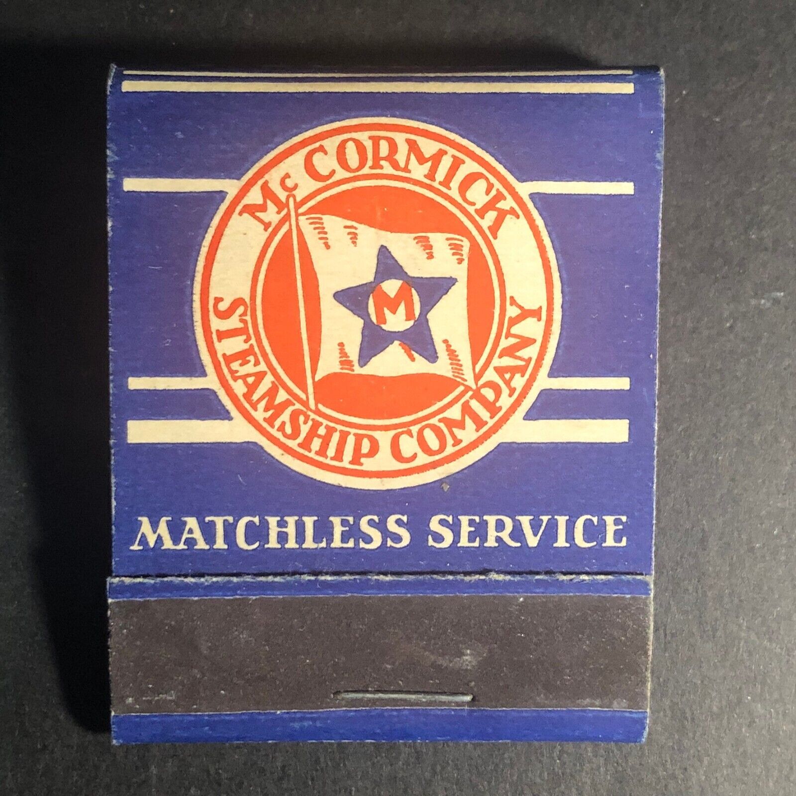 McCormick Steamship Company Full 20-Strike Matchbook c1930's-40's VGC Scarce