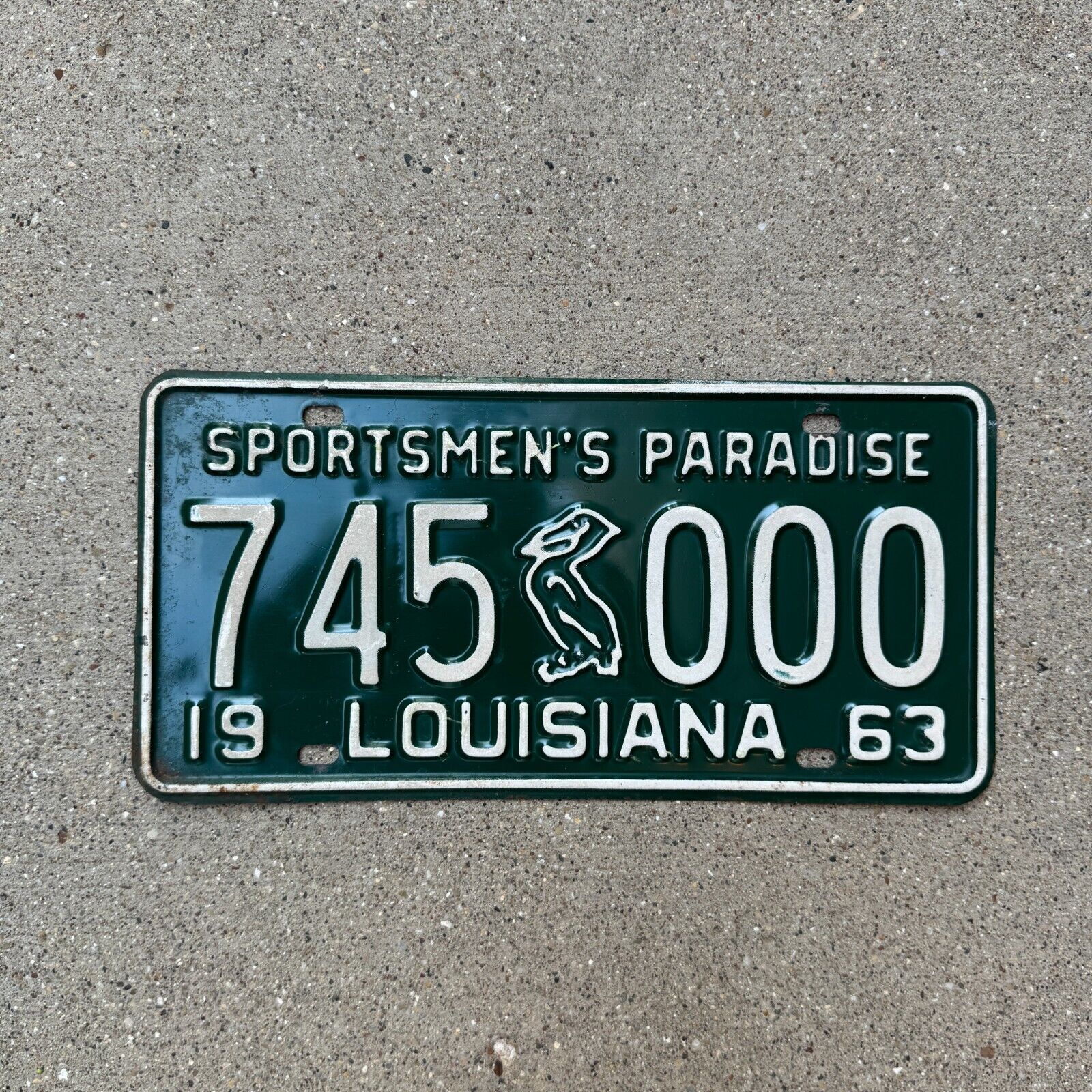 1963 Louisiana License Plate Vintage LA Pelican Plate Nice Condition 745 000