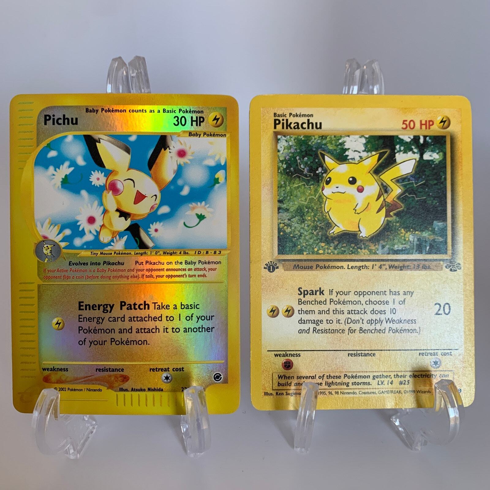 Pichu Reverse Holo 2002 & Pikachu Non-Holo 1999 Pokémon Card Pack