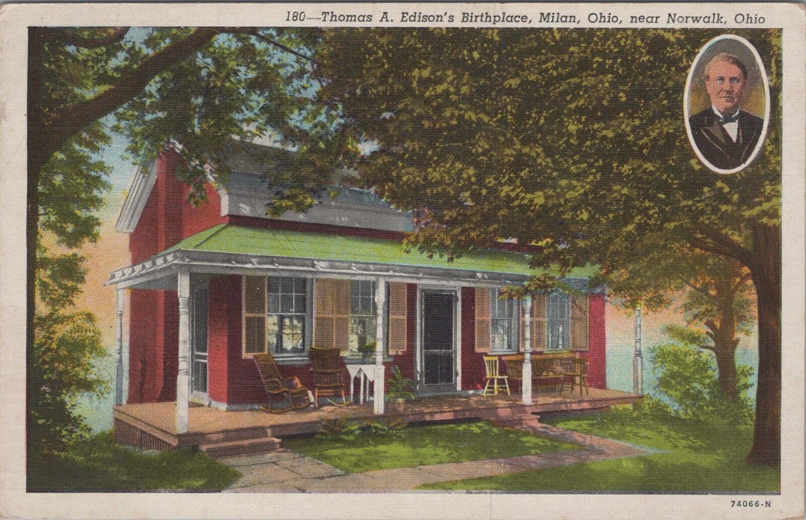 c1920s Postcard Milan, Ohio OH ~ Thomas Edison's Birthplace House UNP 5113.4