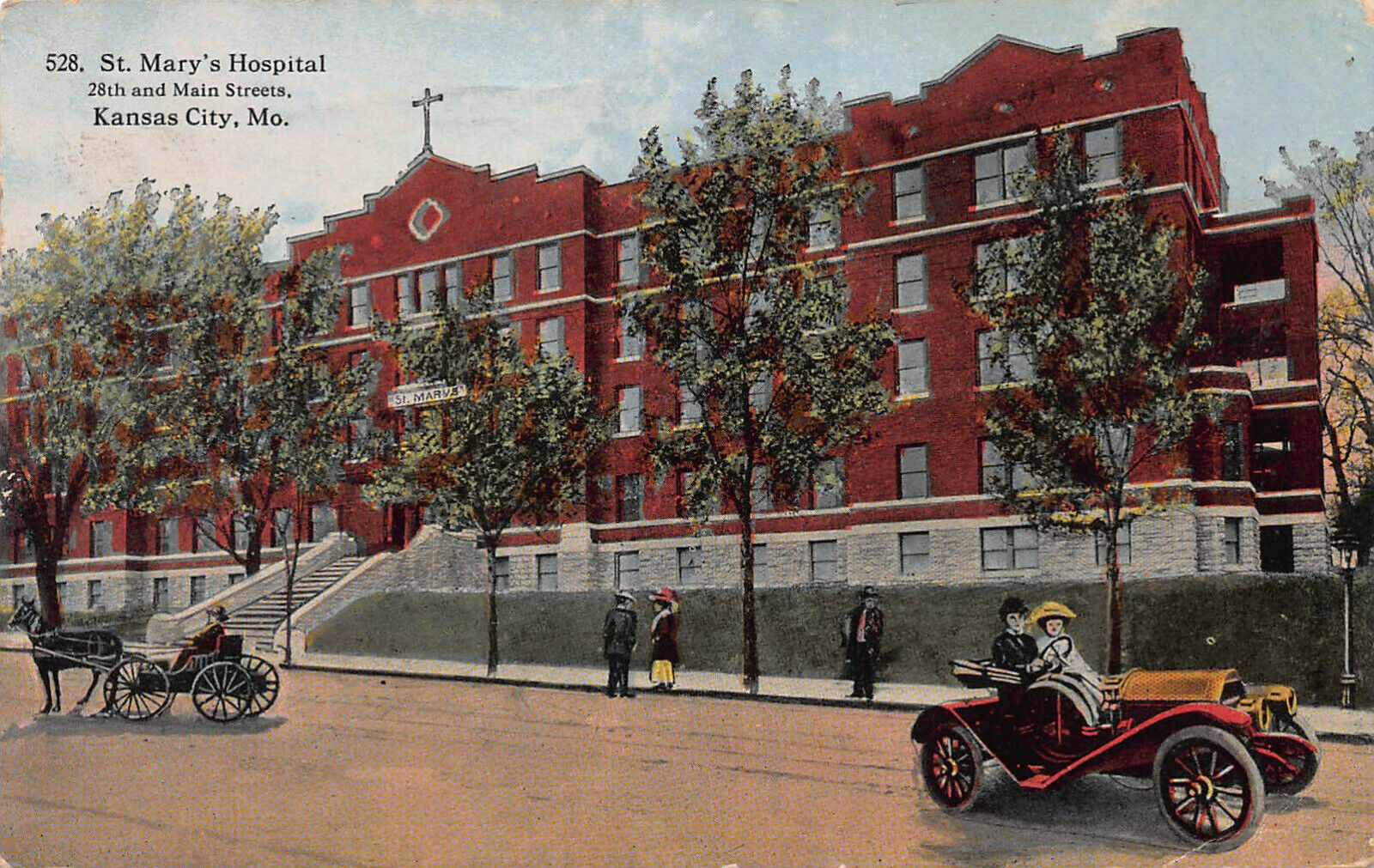St. Mary's Hospital, Kansas City, Missouri, Early Postcard, Used in 1913