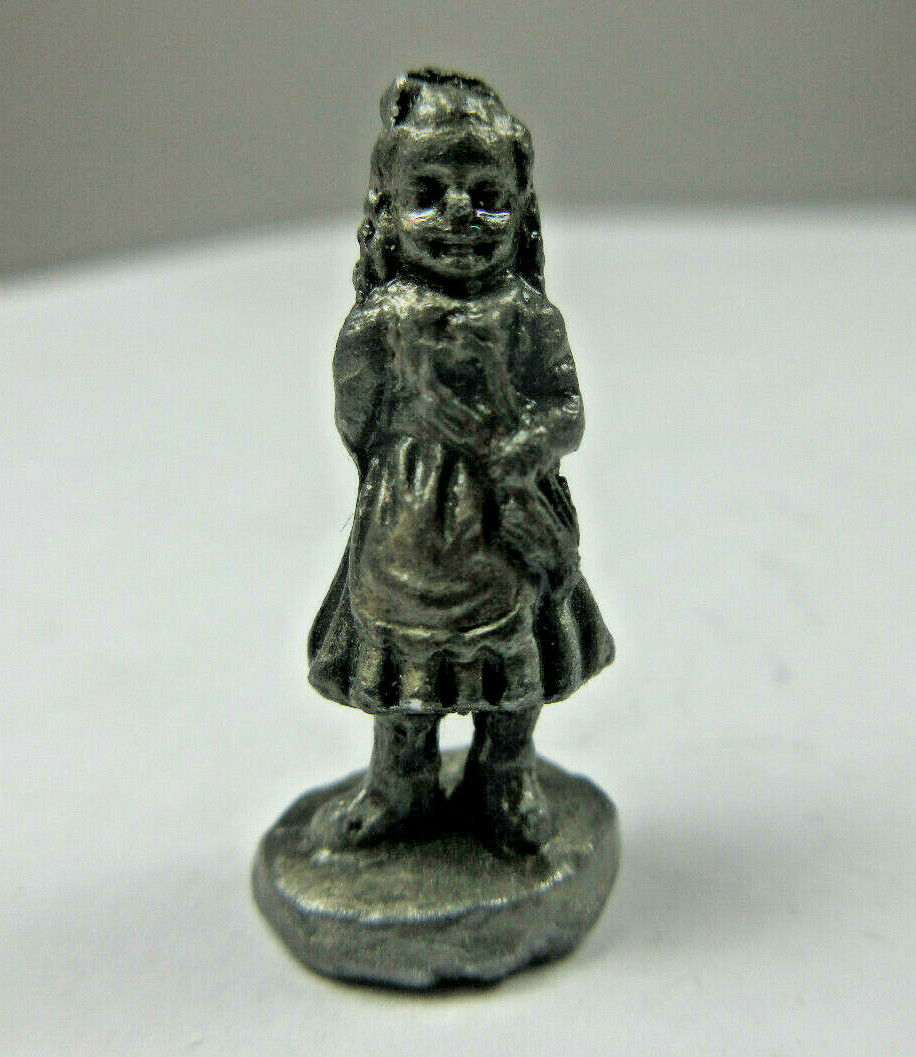 vintage 1994 IRS China miniature pewter figurine girl young lady holding violin