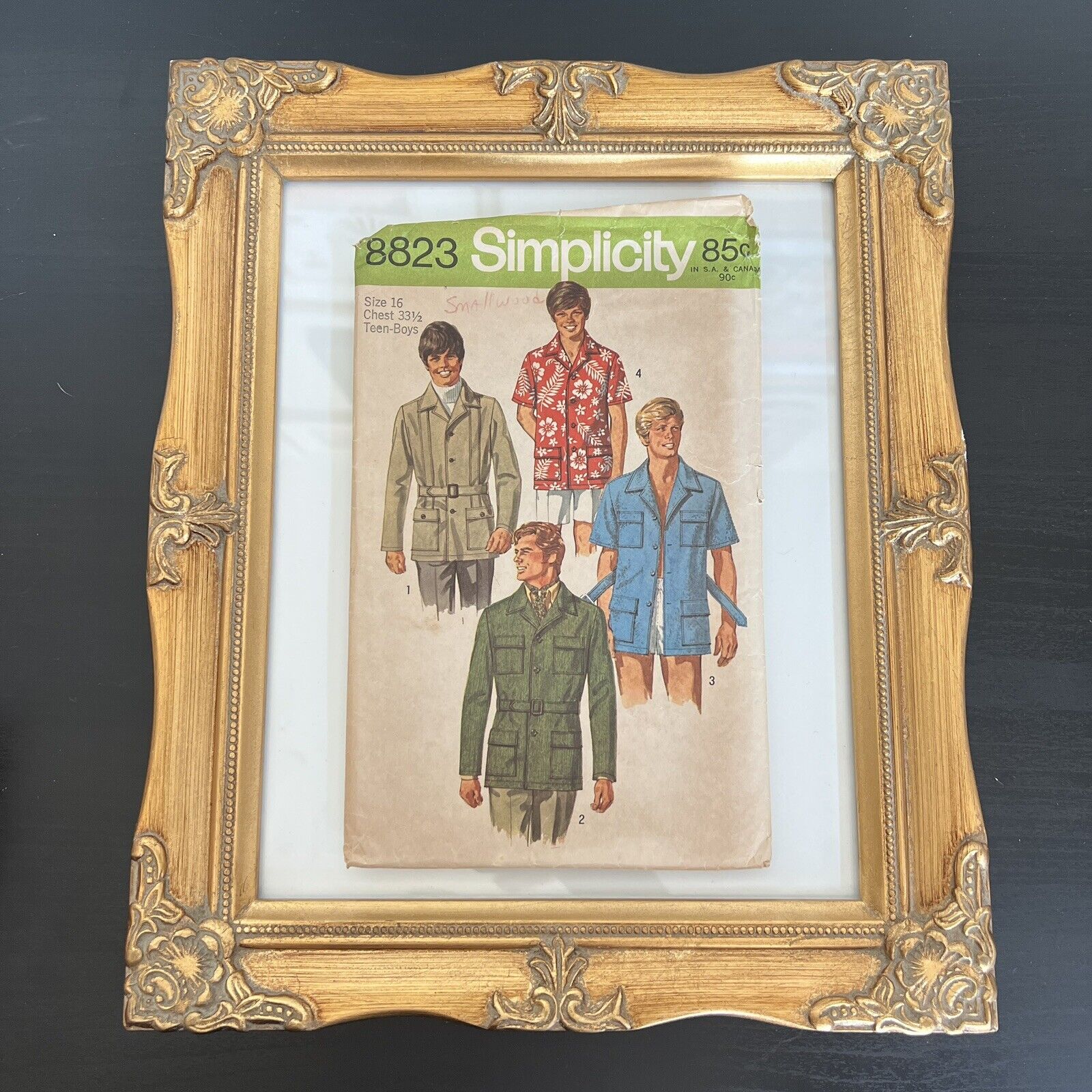 Vintage 1970s Simplicity 8823 Teen-Boy’s Shirt-Jacket Sewing Pattern 16 33.5 CUT