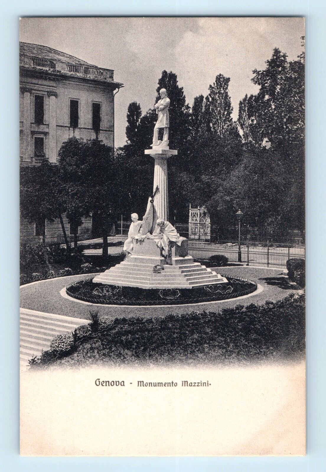 Politician Journalist Activist Guiseppe Mazzini Monumen Genova Italy Postcard C2