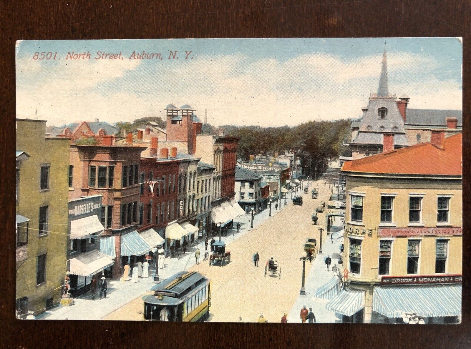 1913 North Street View Auburn NY Antique Postcard