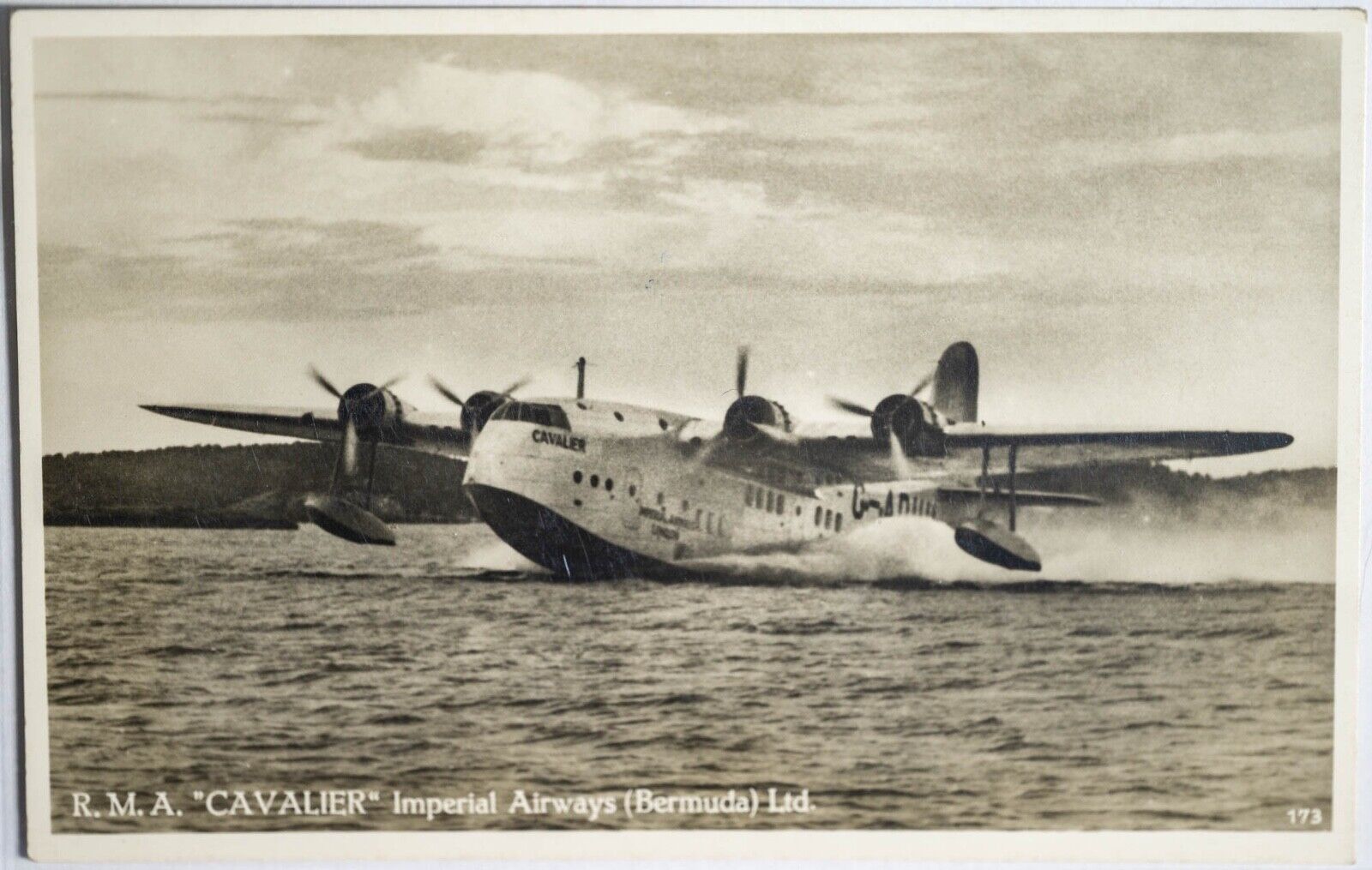 RMA Cavalier Imperial Airways Bermuda RPPC photo postcard