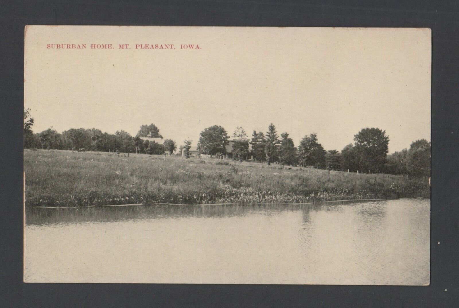 old B & W postcard - Suburban Home, Mt. Pleasant, Iowa - Thomas Campbell