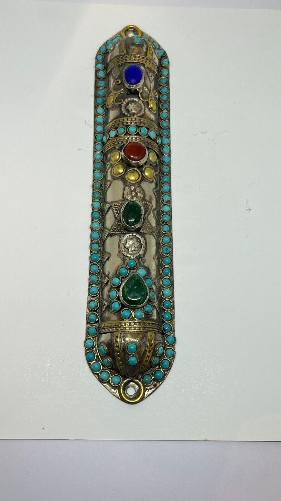 antique silver with nice stone mezuzah