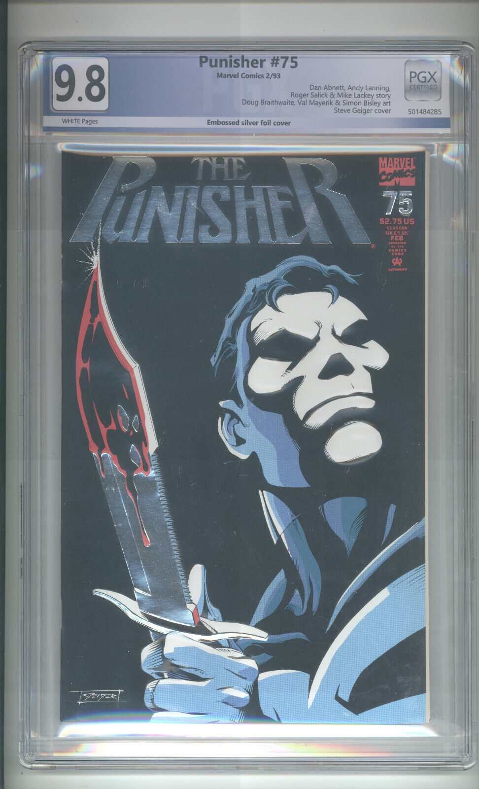 PUNISHER #75 PGX  9.8, EMBOSSED SILVER FOIL COVER, 1993
