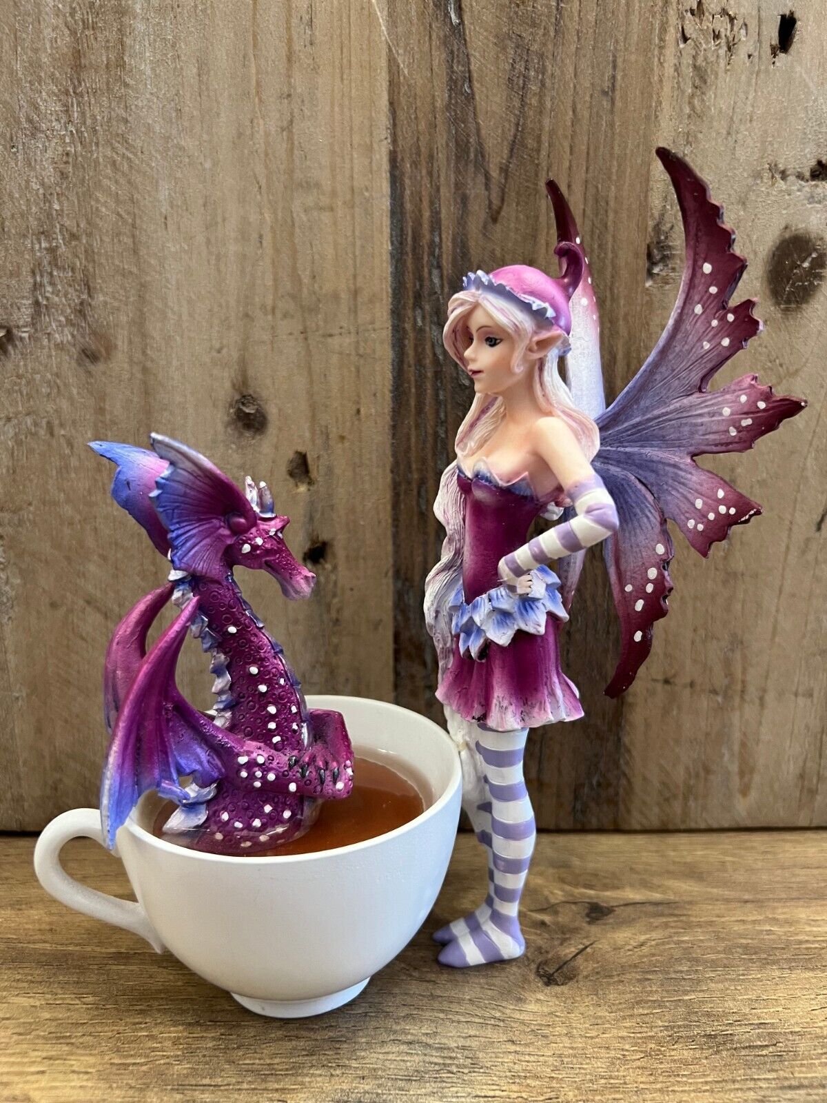 Fairy And Dragon Teacup Resin Figurine 6\