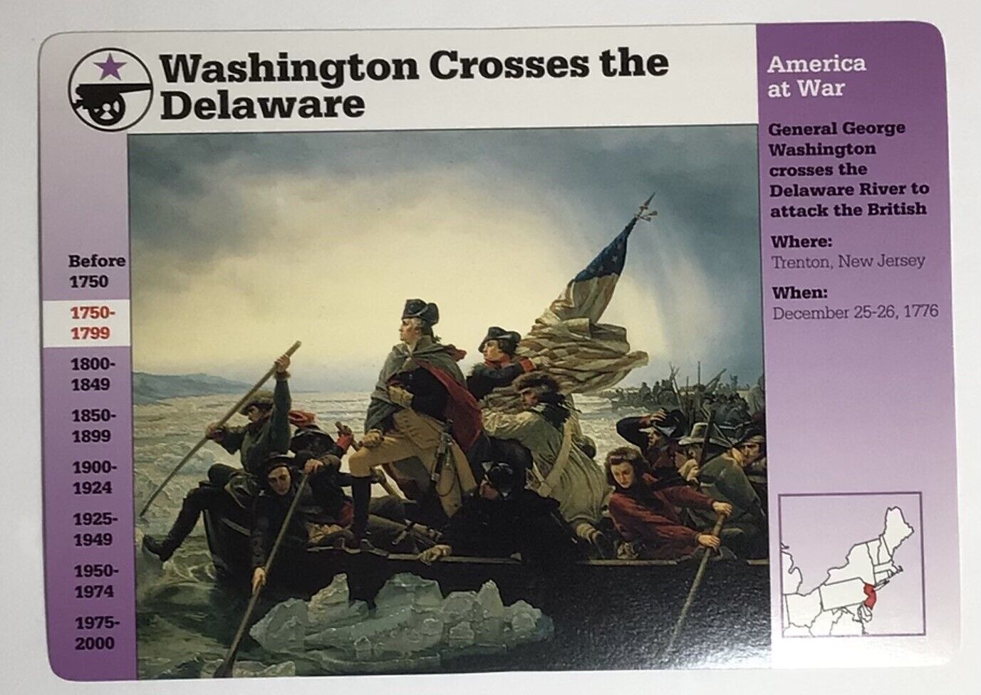 GEORGE WASHINGTON CROSSES THE DELAWARE RIVER, 1995 Grolier Story of America CARD
