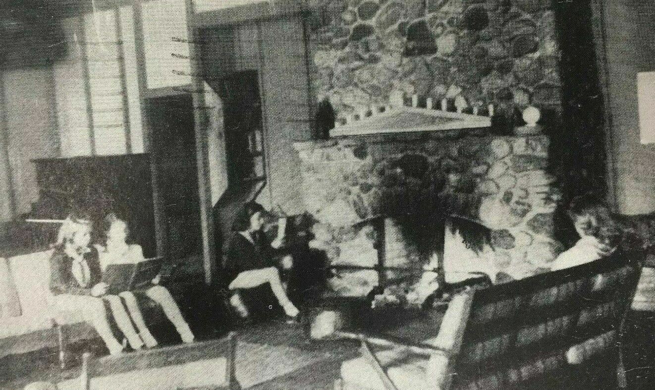 Walker MN Camp Danworthy Postcard Girls Sitting Around Fireplace Minnesota 1947