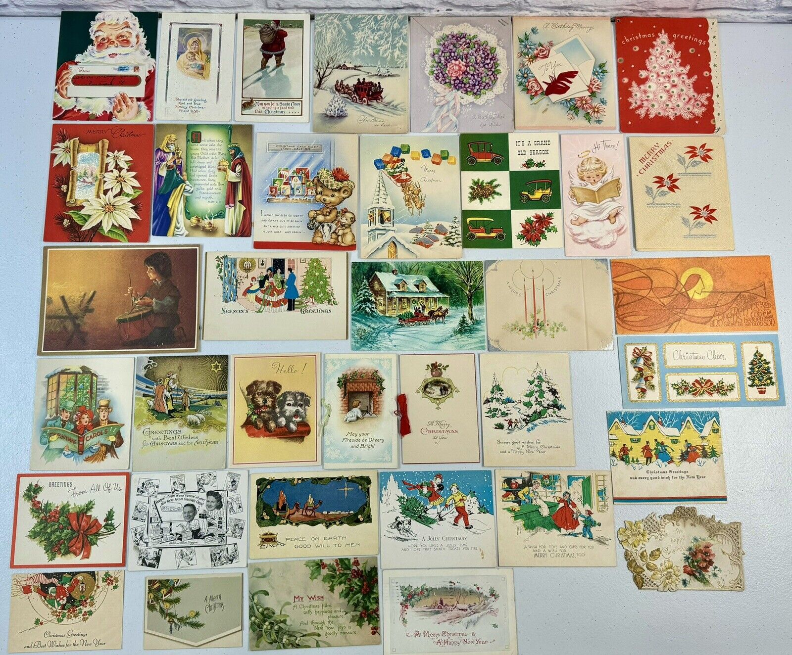 *J* Huge Lot of 37 Vintage Christmas Cards 1920’s-1960’s MCM Used