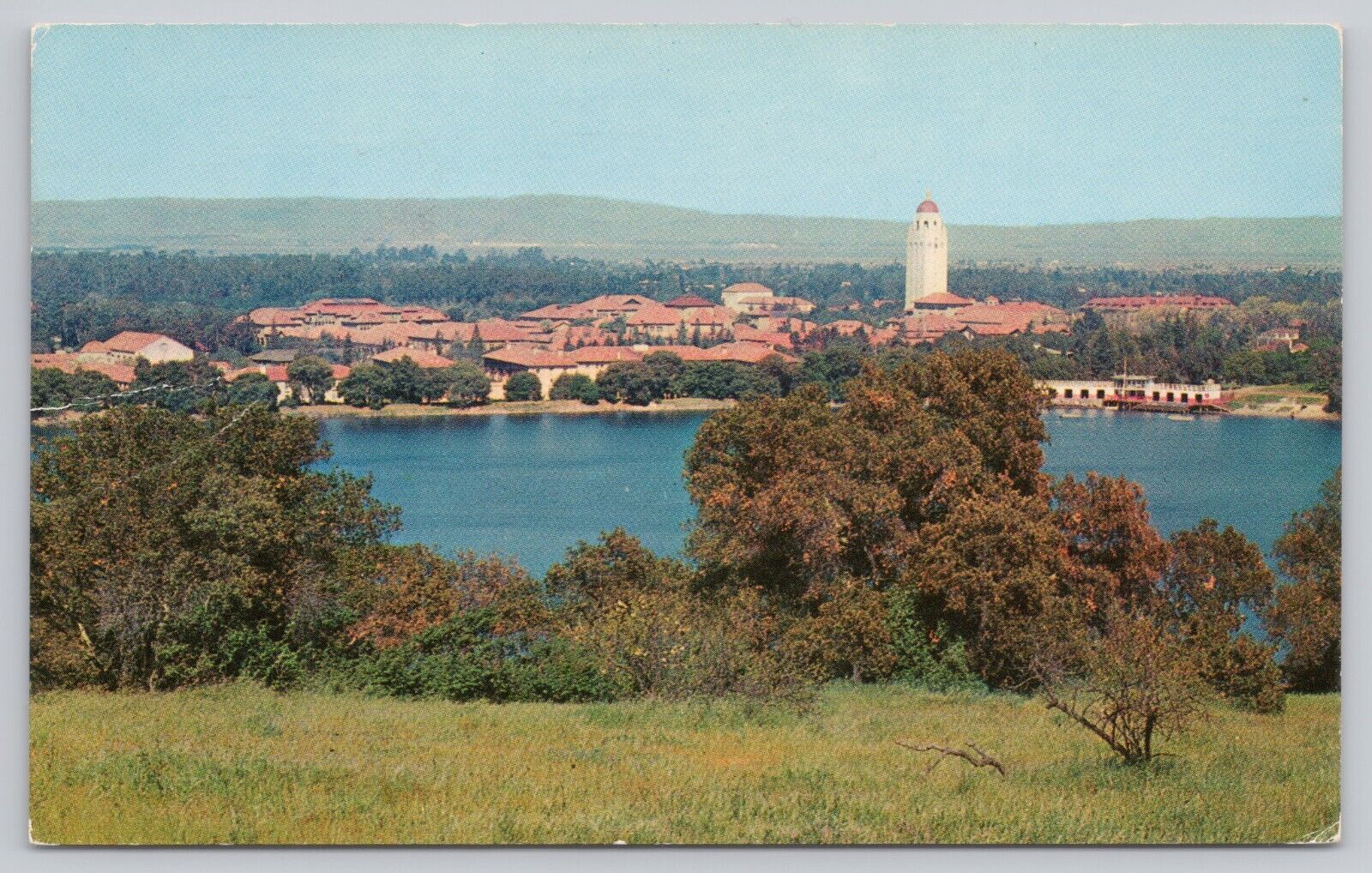 Palo Alto California, Stanford University Panoramic View, Vintage Postcard
