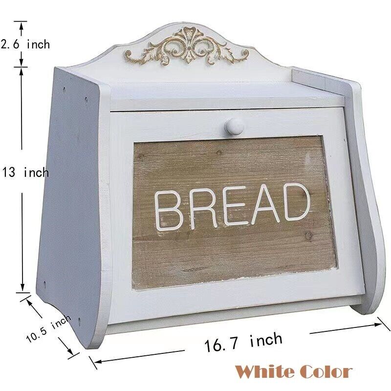 Bamboo Wood Bread Box 2-Layer Large Kitchen Storage Containers Loaf Storage Bin