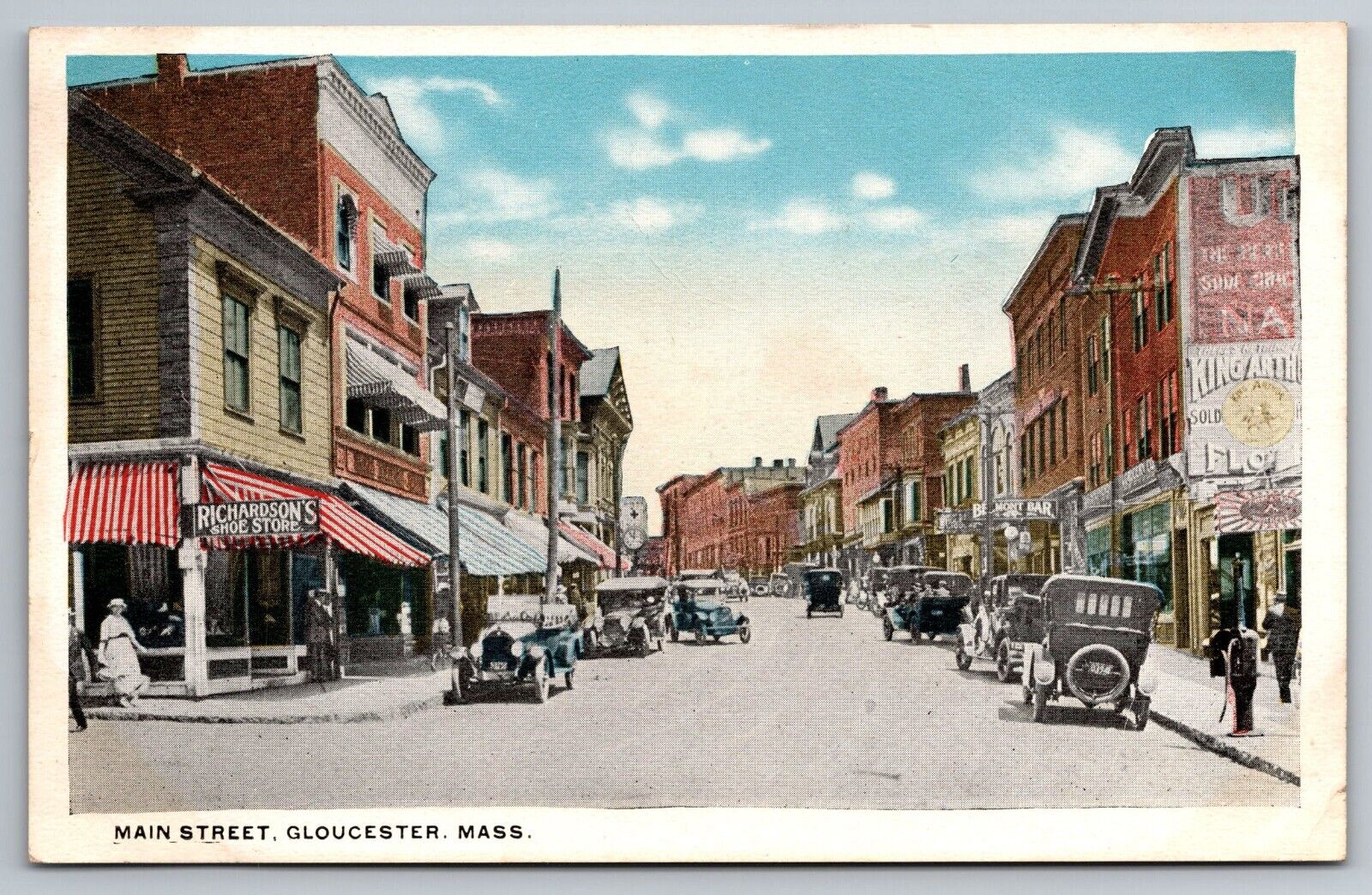 Main Street. Gloucester Massachusetts Vintage Postcard
