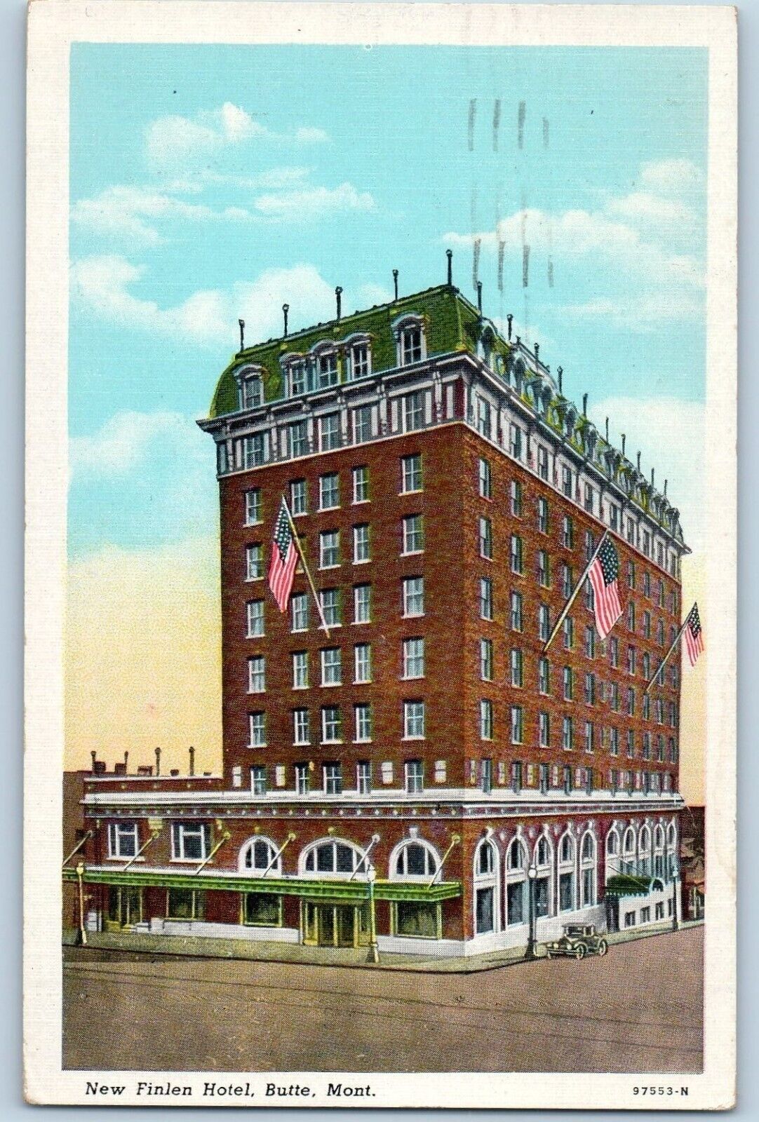 Butte Montana MT Postcard New Finlen Hotel Building Exterior Scene 1949 Vintage