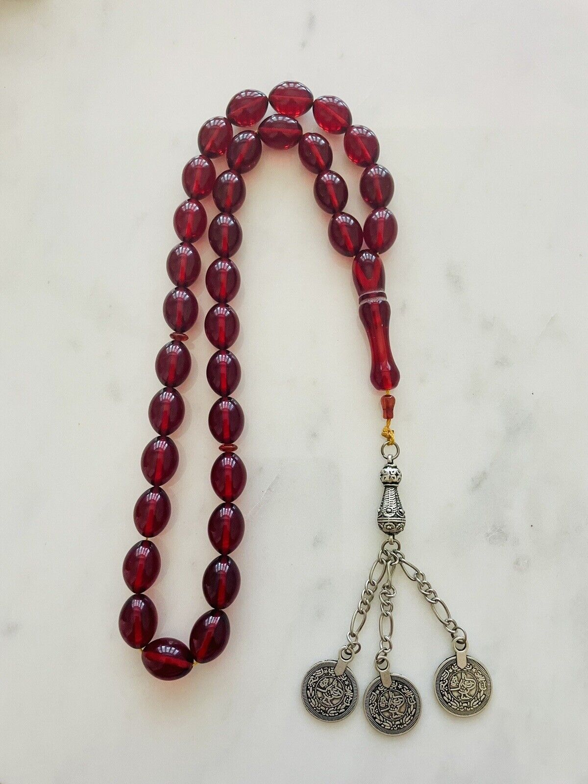 German Amber 33 Beads Misbaha Tasbih Faturan سندلوس Prayer Beads Rosary Tasbeeh