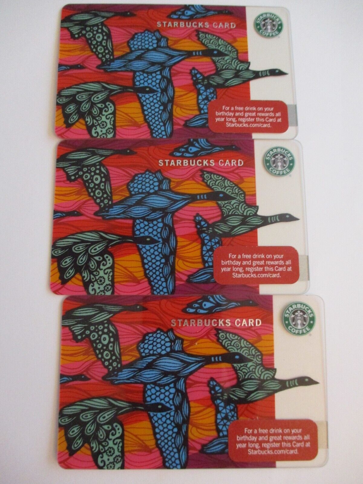 LOT OF 3 2010 Starbucks Gift Card Fall Migration NEW