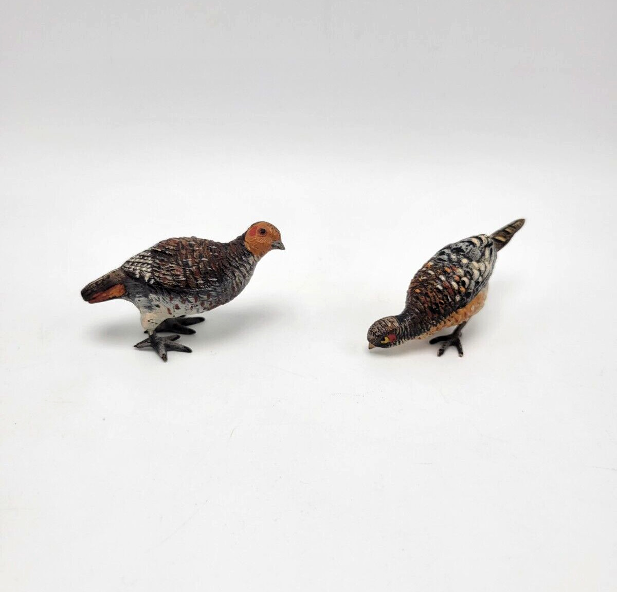 Antique Miniature Austrian Cold Painted Bronze Ptarmigan & Pheasant Birds
