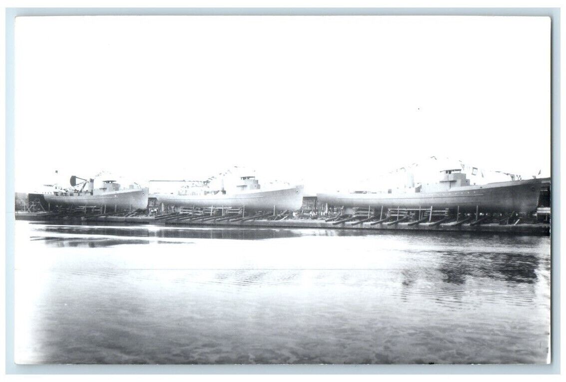 1941 USS Dione Electra Pandora US Navy Lauching Tampa FL RPPC Photo Postcard