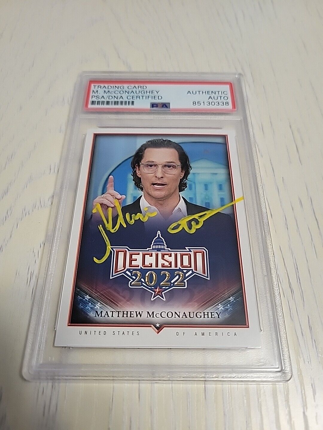 Decision 2022 Matthew McConaughey Autographed Signed Card PSA/DNA Encapsulated 
