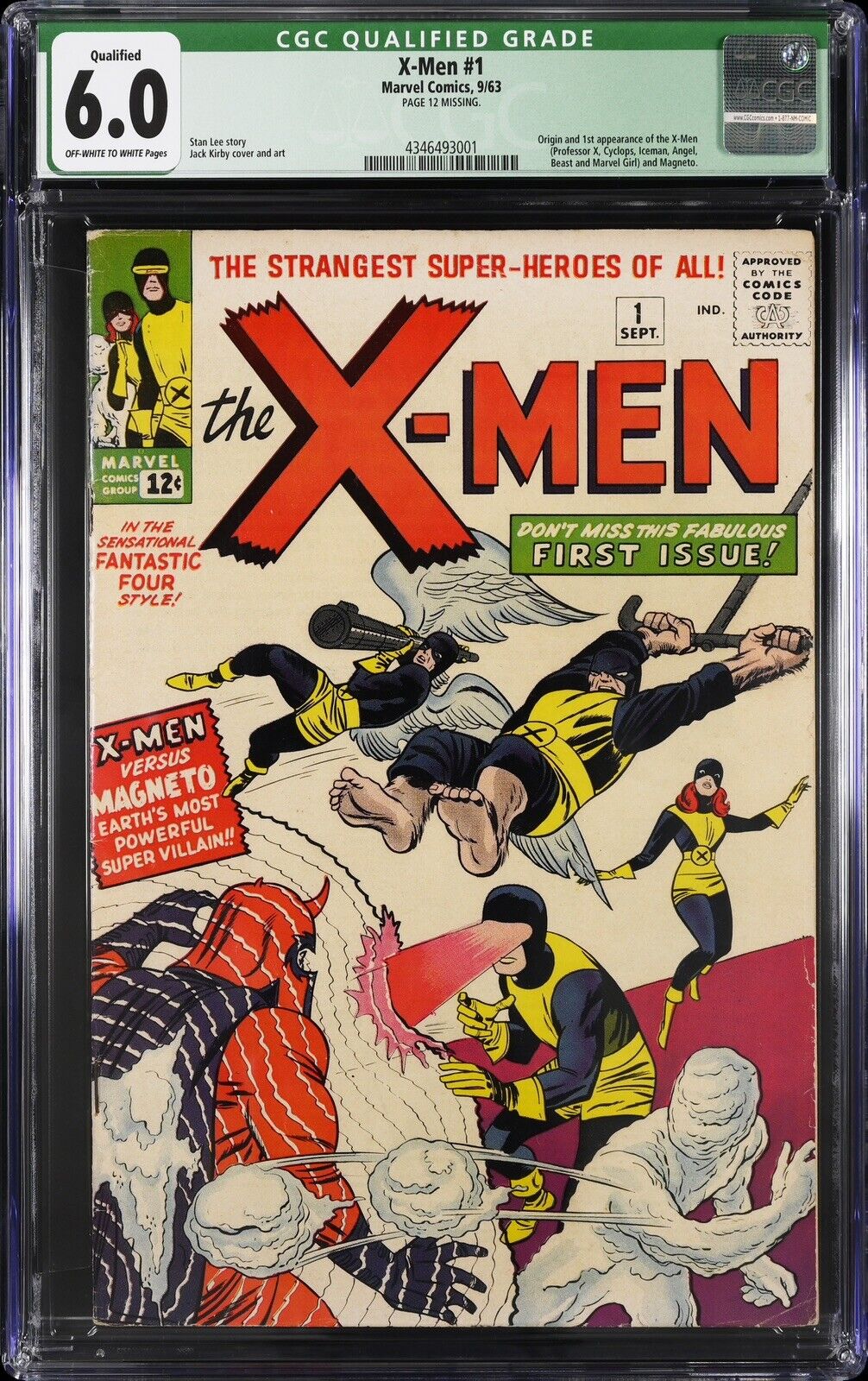 X-Men #1 CGC 6.0 Qualified 1963 Origin and 1st App of the X-Men and Magneto.