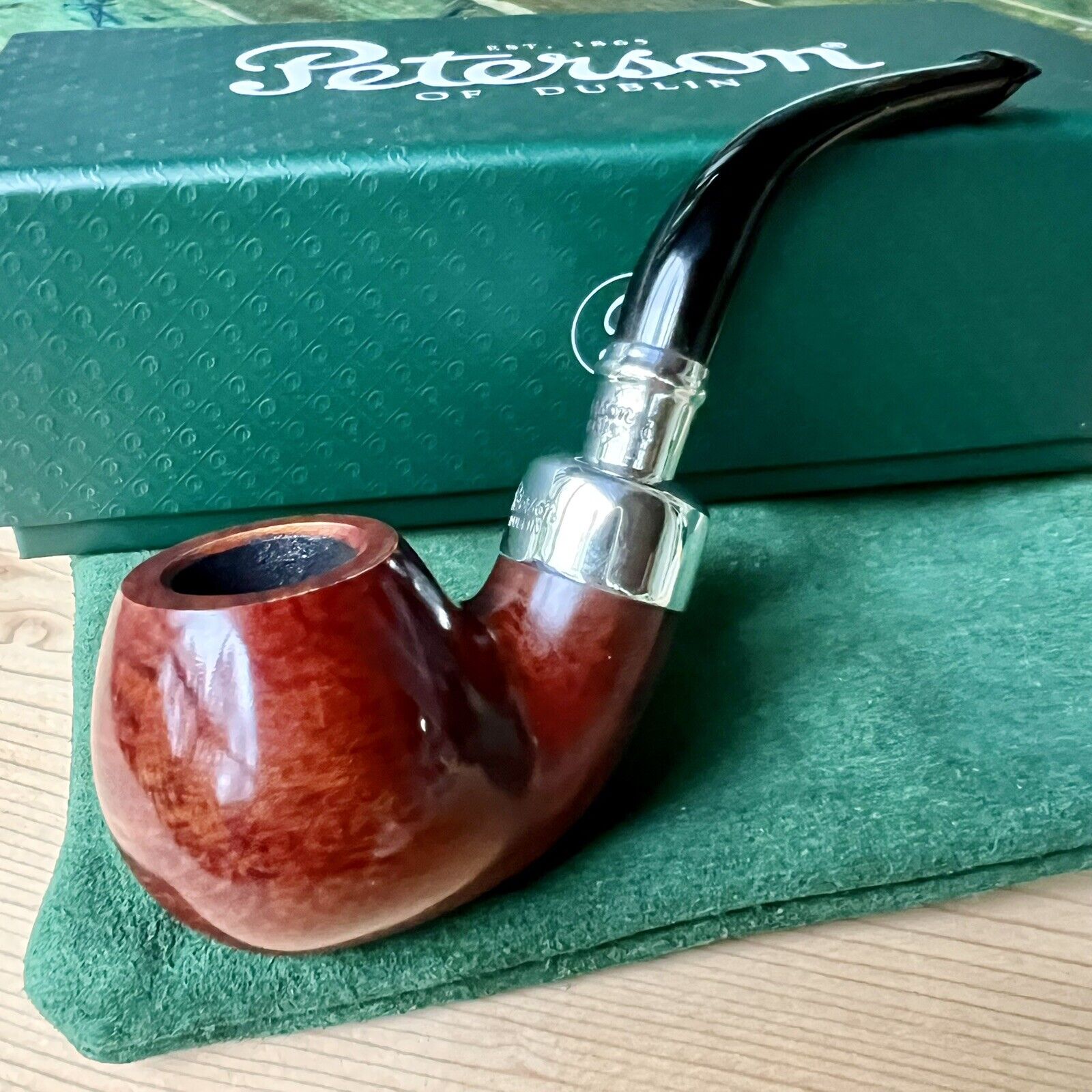 Peterson System Spigot Smooth Bent Apple (302) P-Lip Pipe - Sterling Silver
