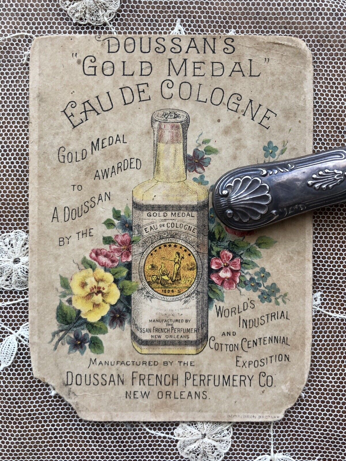 Antique Victorian Doussan\'s French Perfumery Cologne New Orleans Trade Card