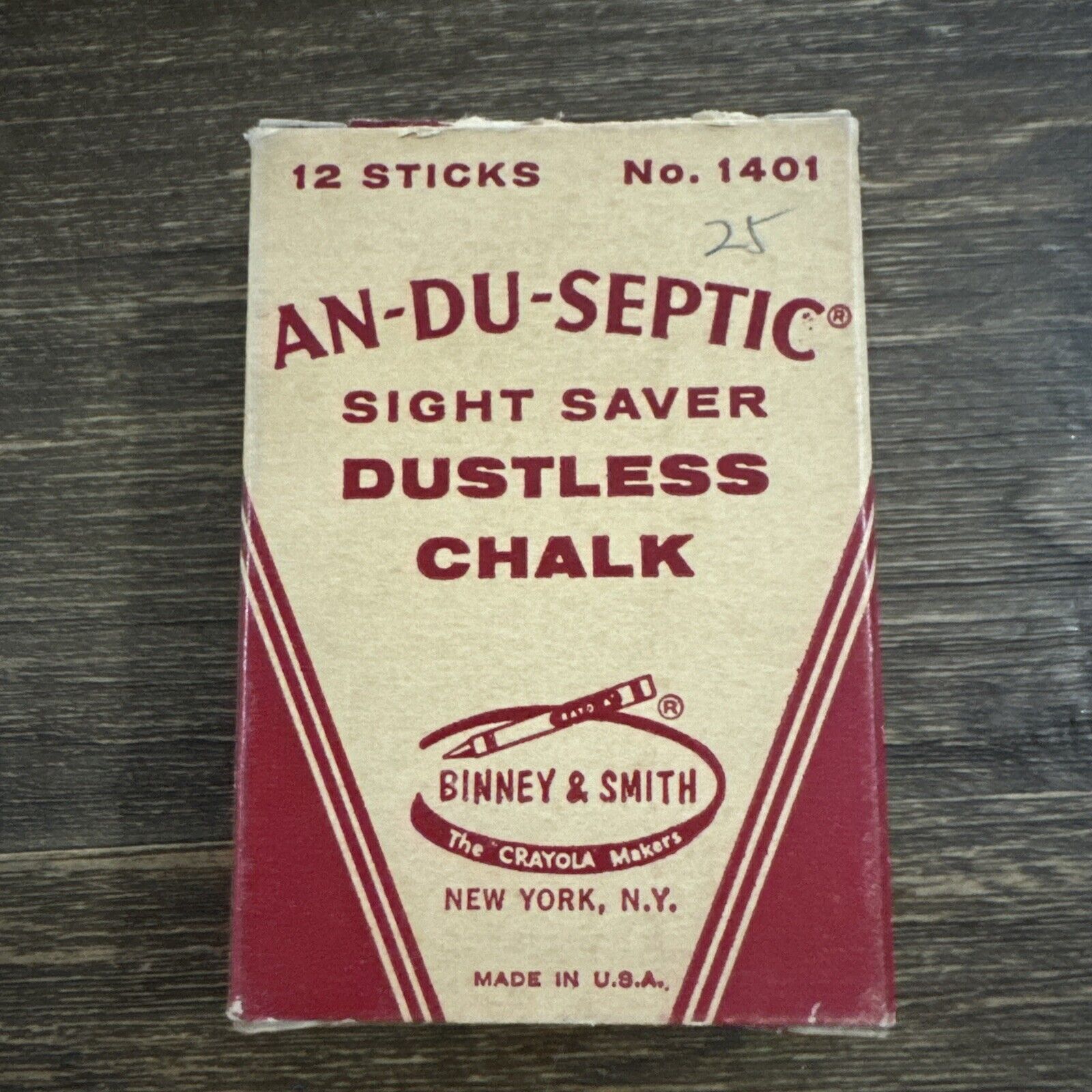 Vintage An-Du-Septic No 1401 Binney Smith Yellow Dustless Chalk Incomplete