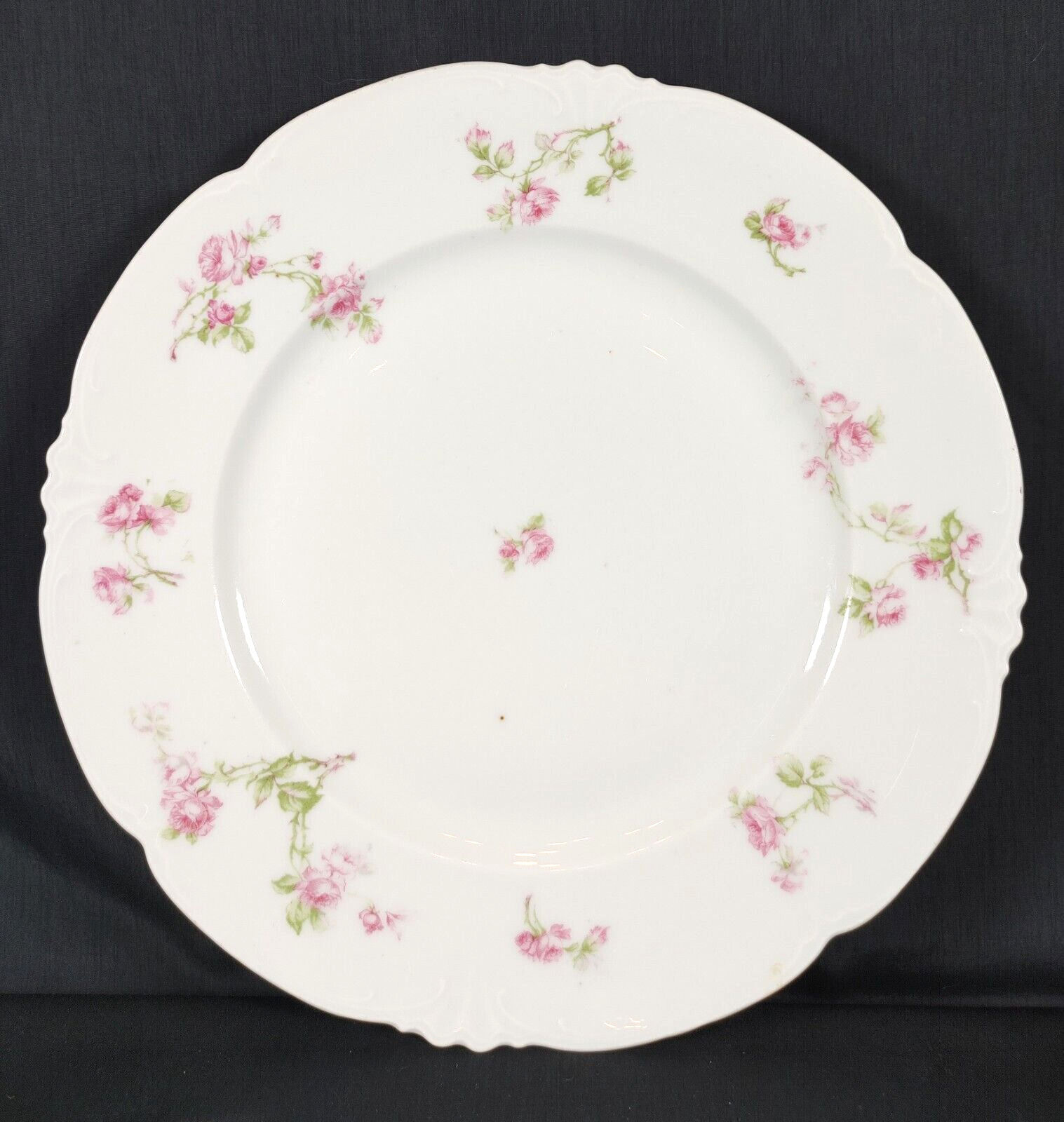 Habsburg China Austria Scalloped Rim Dinner Plate Decorated with Pink Roses