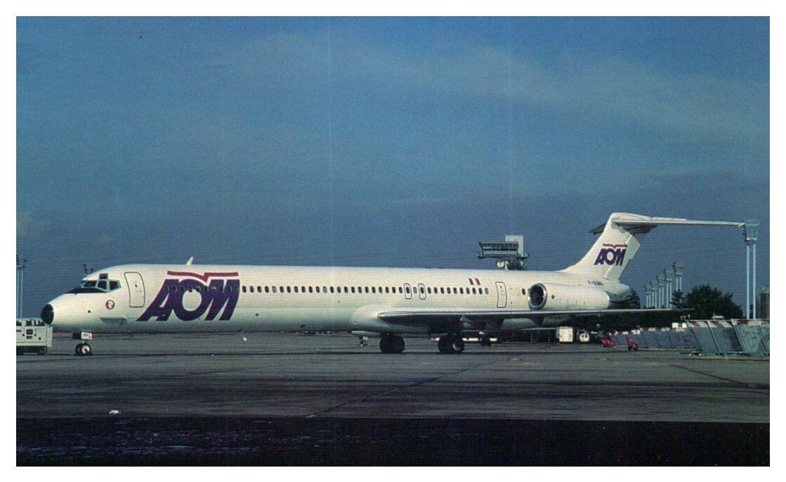 AOM French Airlines McDonnell Douglas MD 83 at Paris France Airplane Postcard 