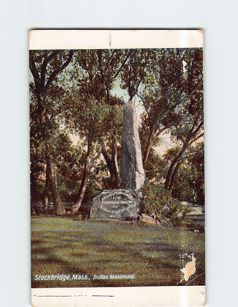 Postcard Indian Monument Stockbridge Massachusetts USA