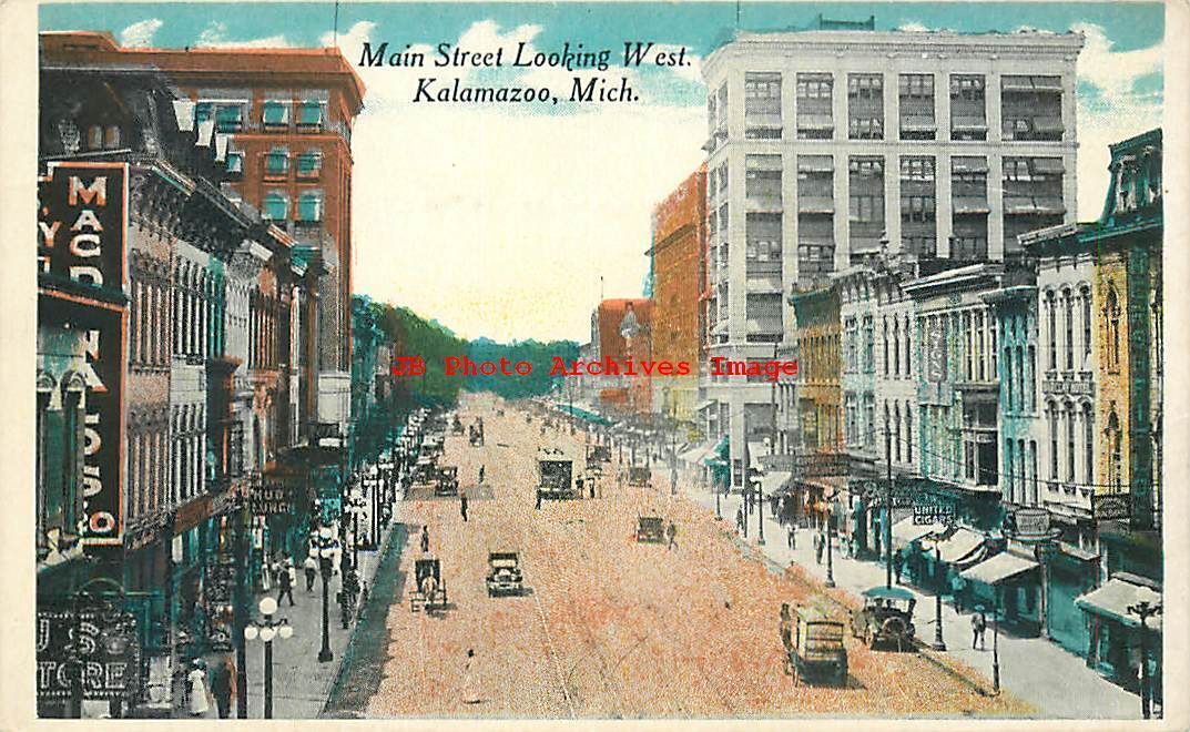 MI, Kalamazoo, Michigan, Main Street, Looking West, Business Section