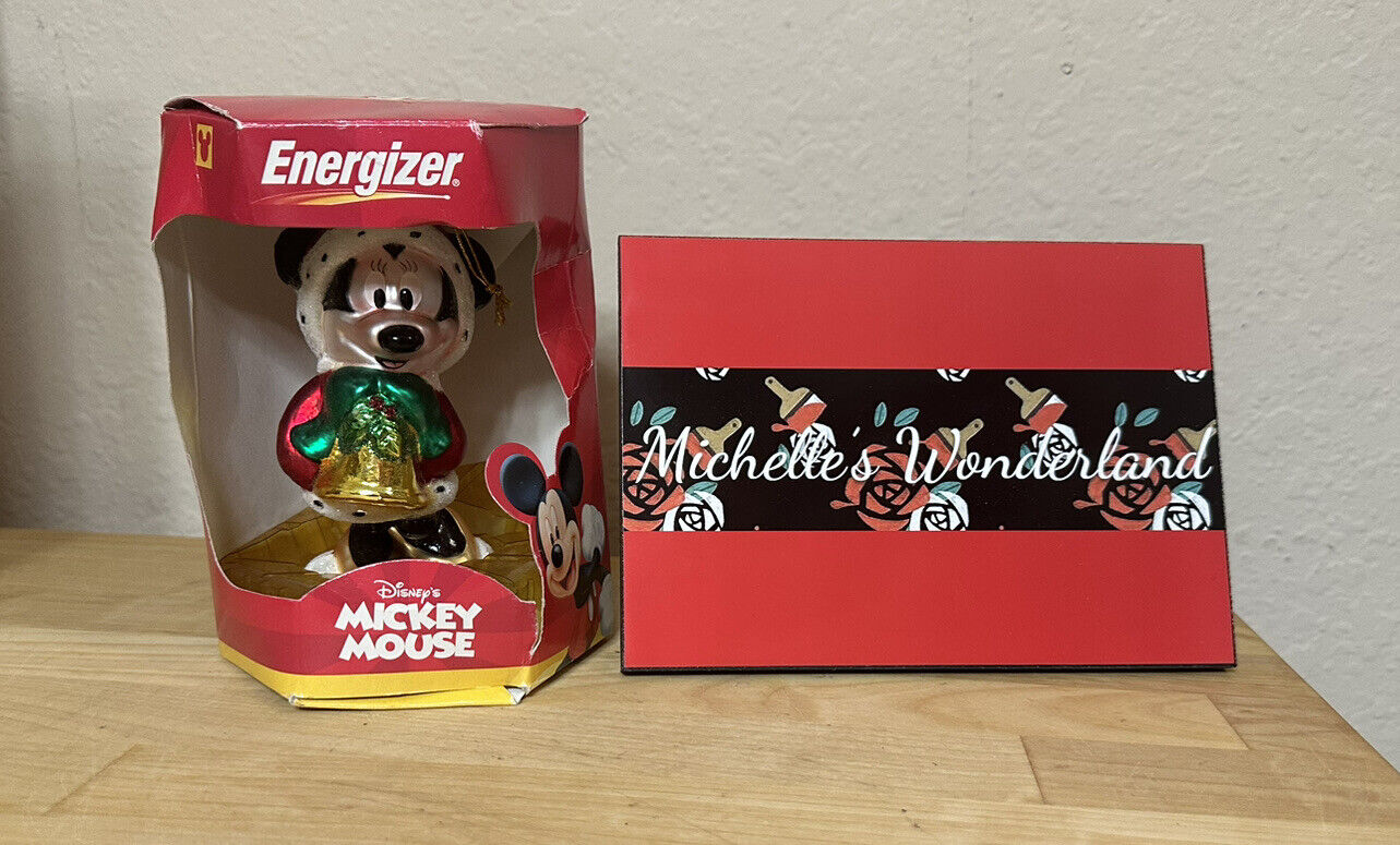 Disney Energizer Minnie Mouse Blown Glass Christmas Ornament