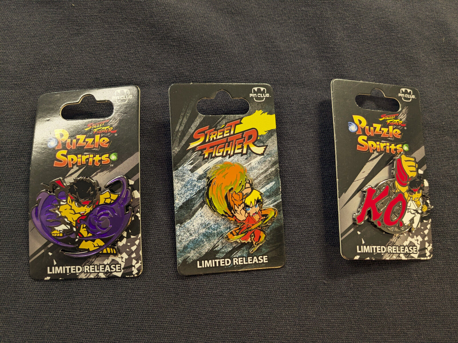 Lot of 3 Street Fighter / Puzzle Spirits Pin Club Limited Release Pins