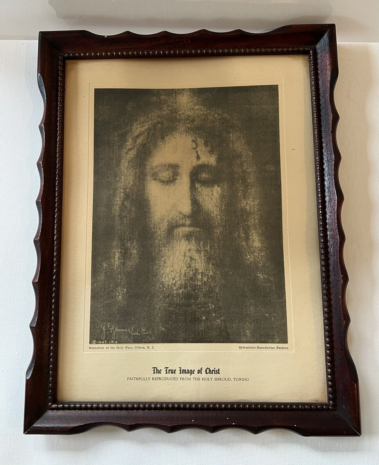 Vintage Holy Face Christ Print Holy Shroud Torino Turin Sylvestrine Benedictine