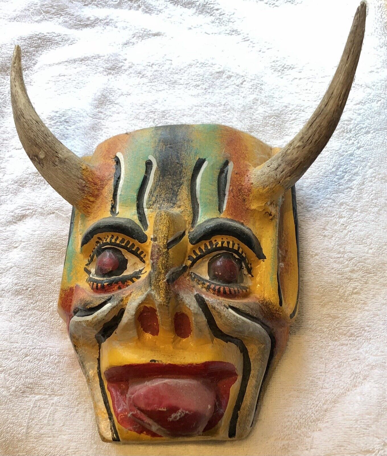 mexican wood carved folk art mask
