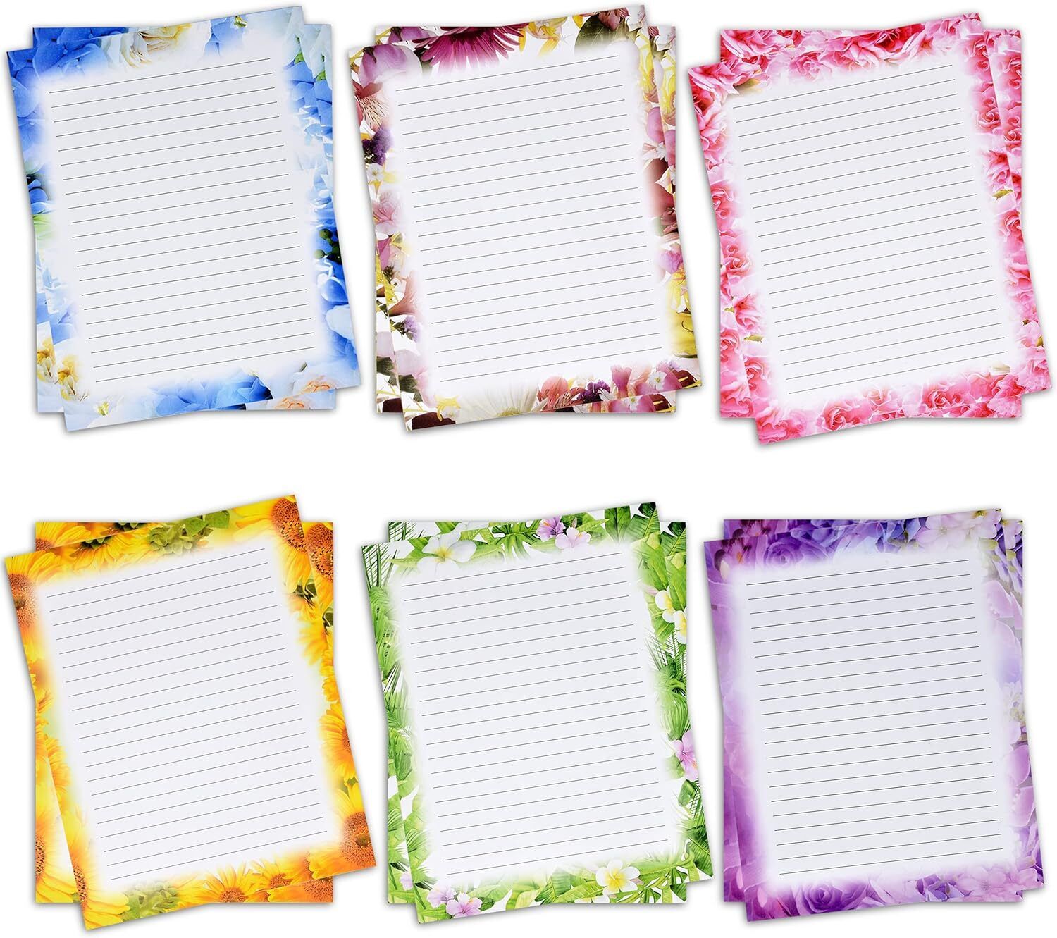 120Pcs Flower Stationary Paper Lined 8.5x11 Lined Stationary Writing Paper Fancy