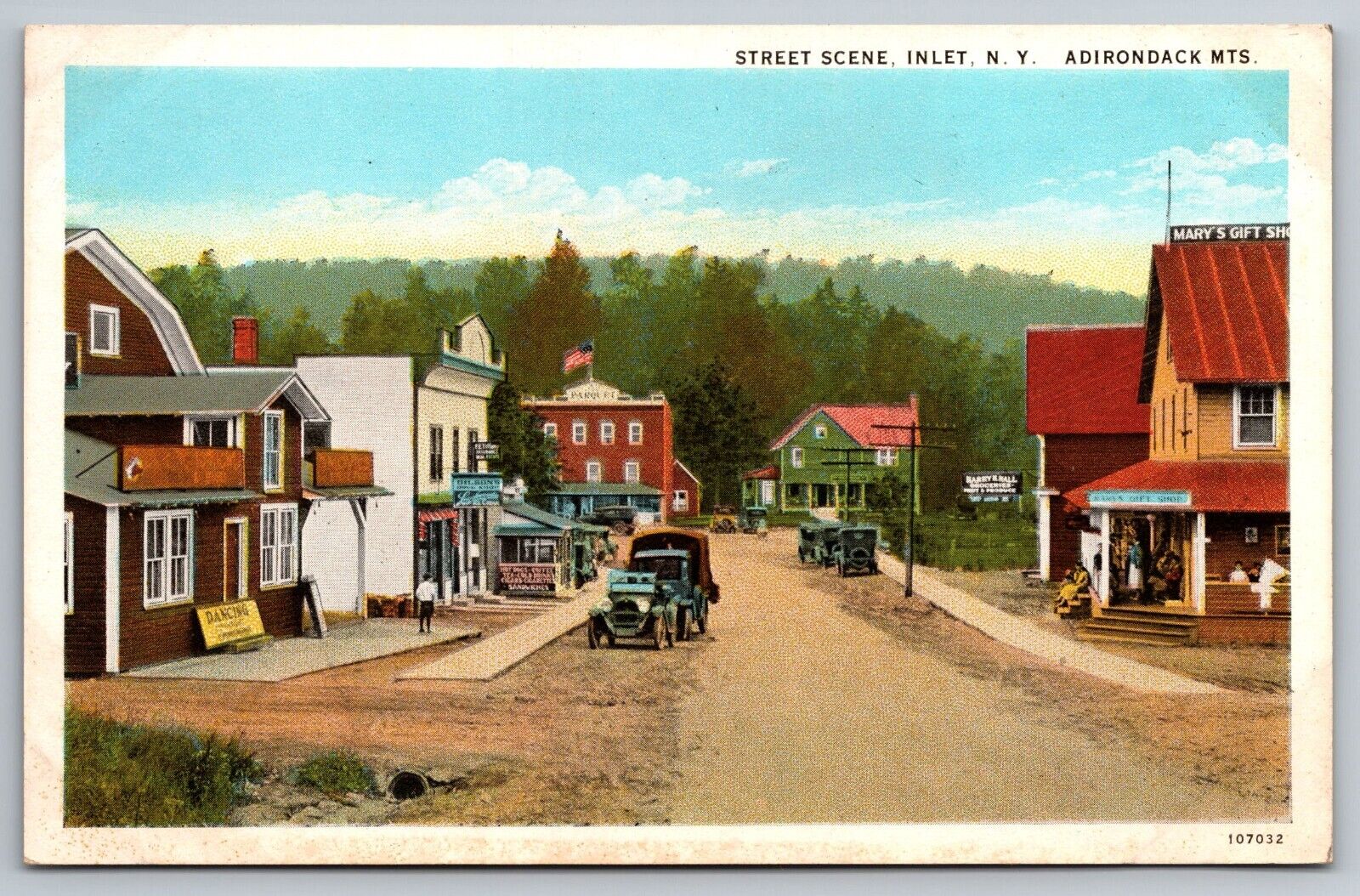 Street Scene, Inlet, Adirondacks NY Vintage Postcard