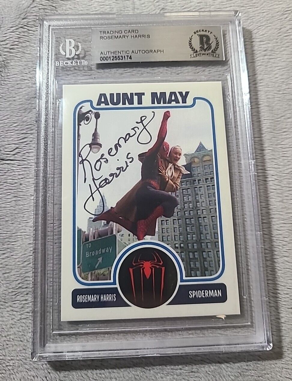 Rosemary Harris Signed Aunt May Card Spiderman Beckett Rare (Wave 1)