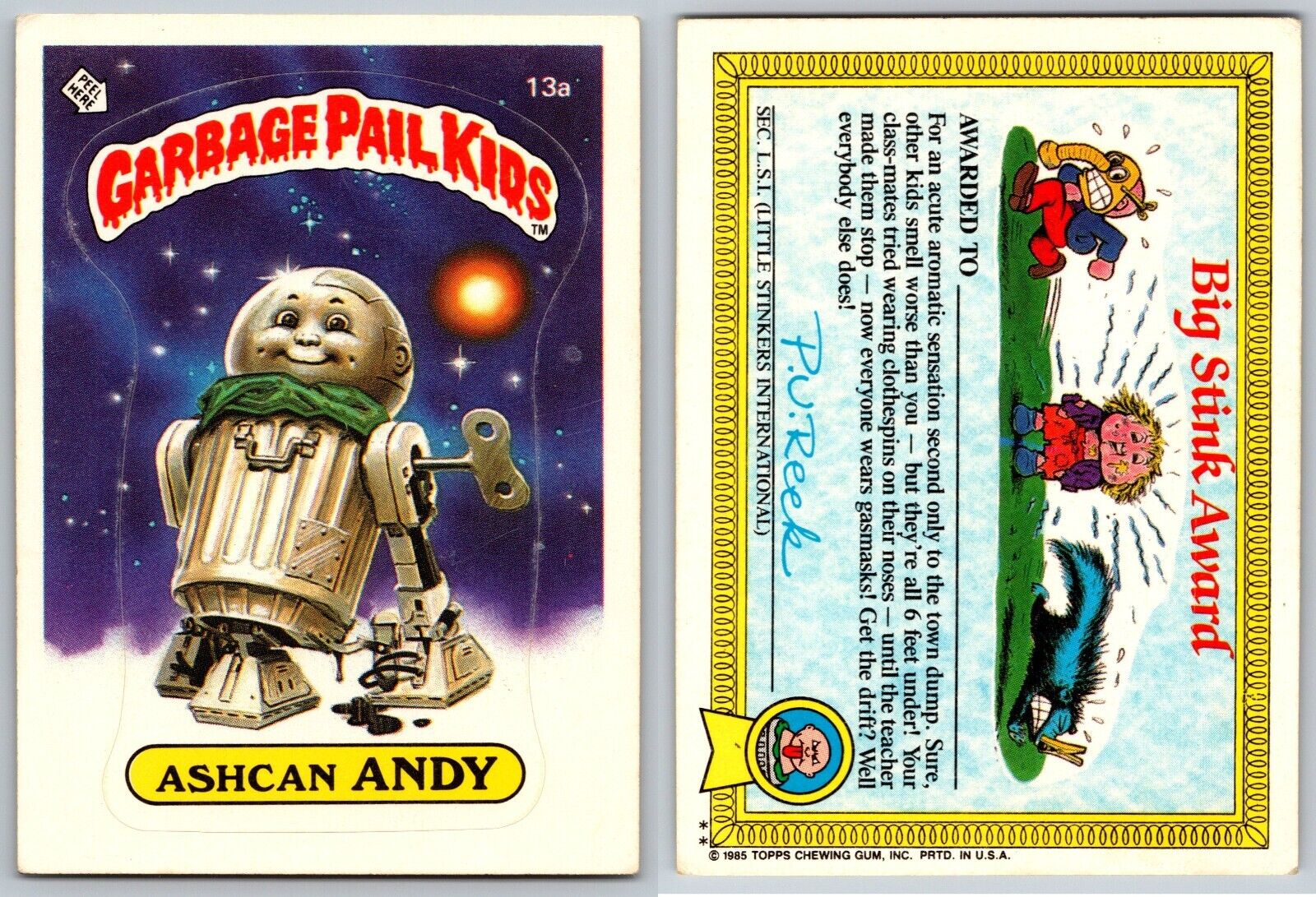 1985 Garbage Pail Kids GPK GLOSSY Vintage Series 1 OS1 2-Star Ashcan ANDY 13a
