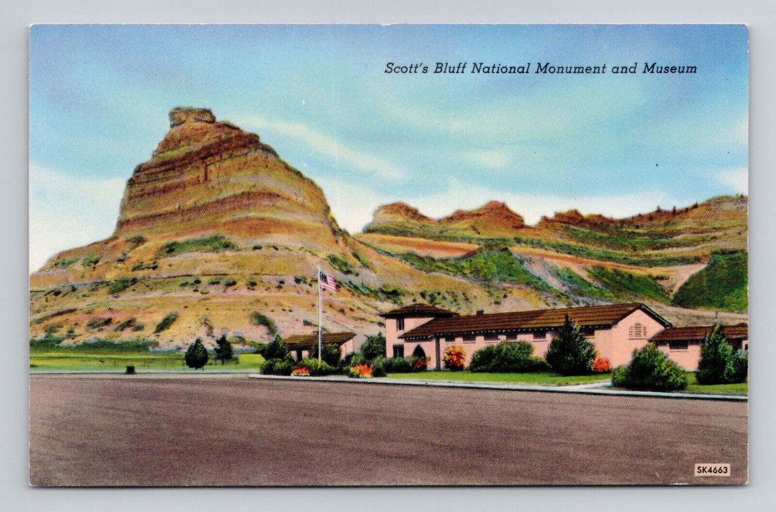 Postcard Scott\'s Bluff Museum Gering Nebraska, Vintage Chrome K9
