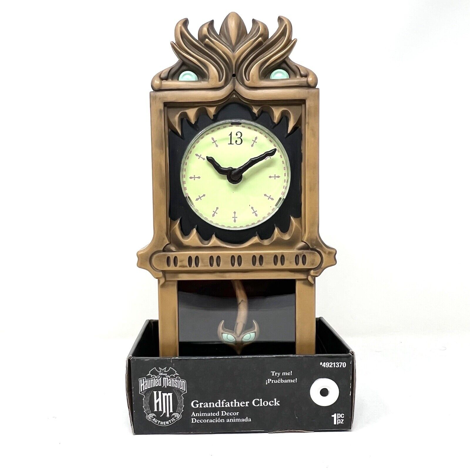 Gemmy Disney Haunted Mansion Grandfather Clock With Light & Music Animated - NEW