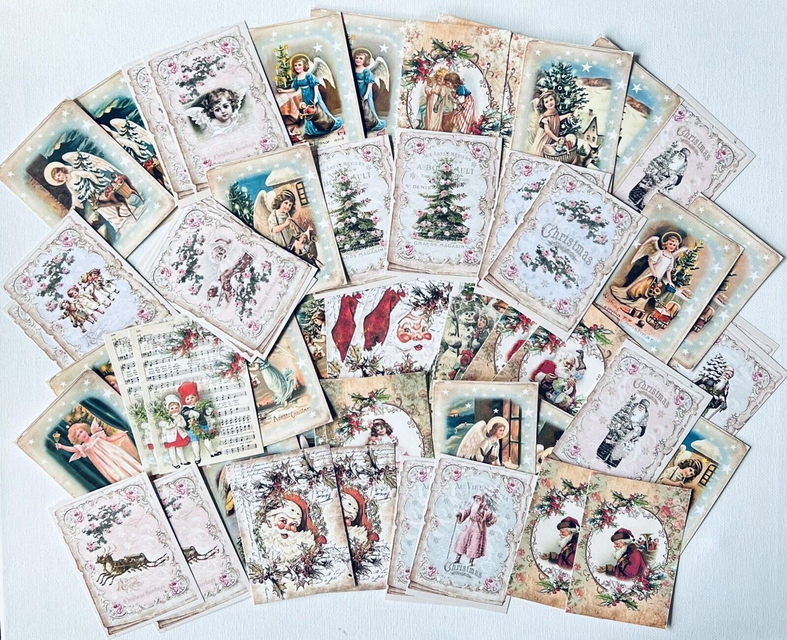 Christmas Card Lot Of 50+ Shabby Chic Vintage Xmas Cards Christmas Crafts  #XC52