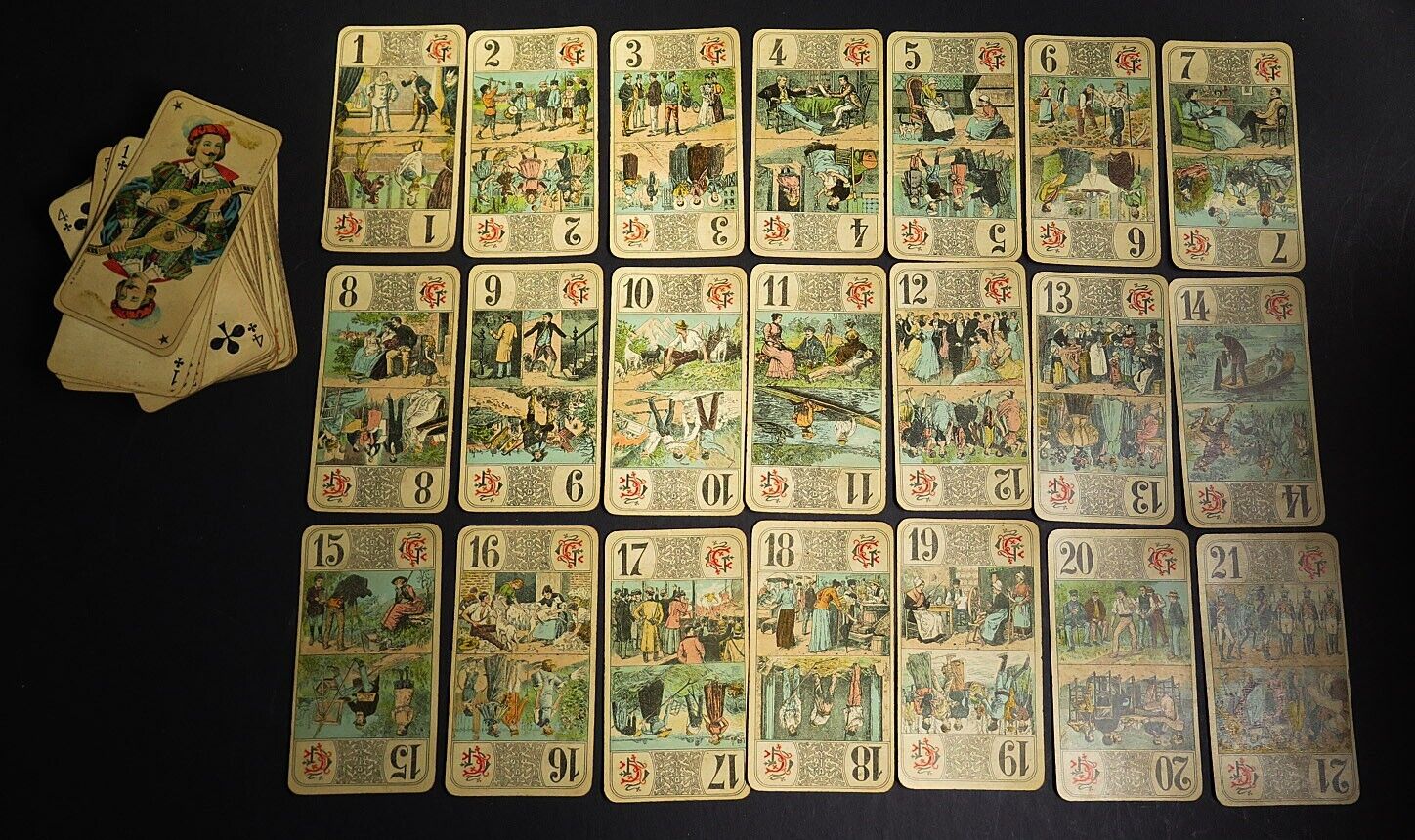 A  SET OF 78 FRENCH BOURGEOIS TAROT CARDS BY B.P. GRIMAUD, CIRCA 1910