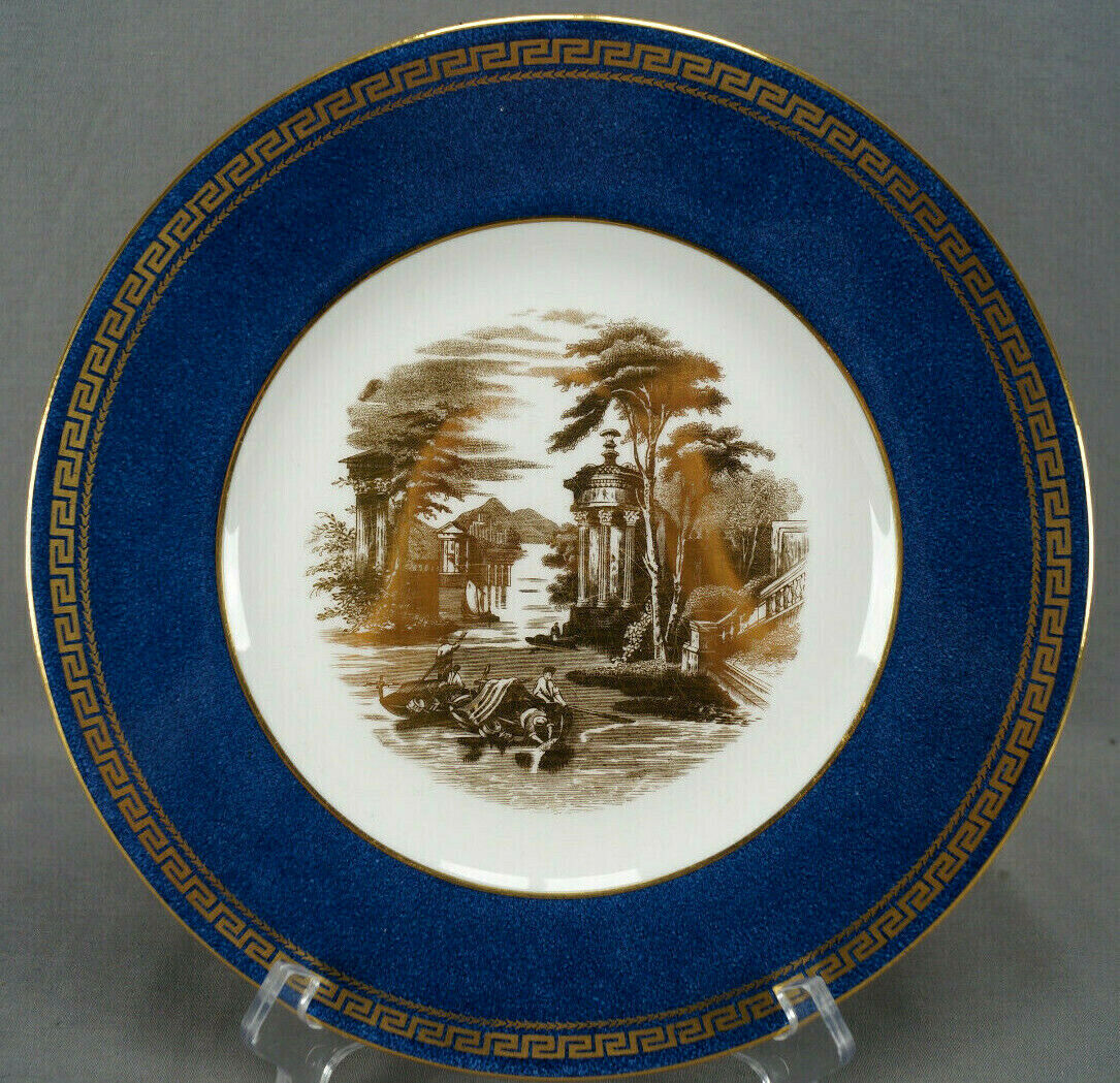 Wedgwood Neoclassical Gold Ruins Powder Blue & Greek Key 10 3/4 Dinner Plate D