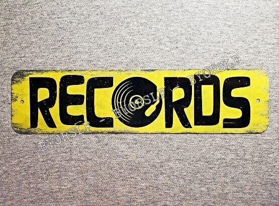 Metal Sign RECORDS vinyl albums record store day shop music cds phonograph 3x12