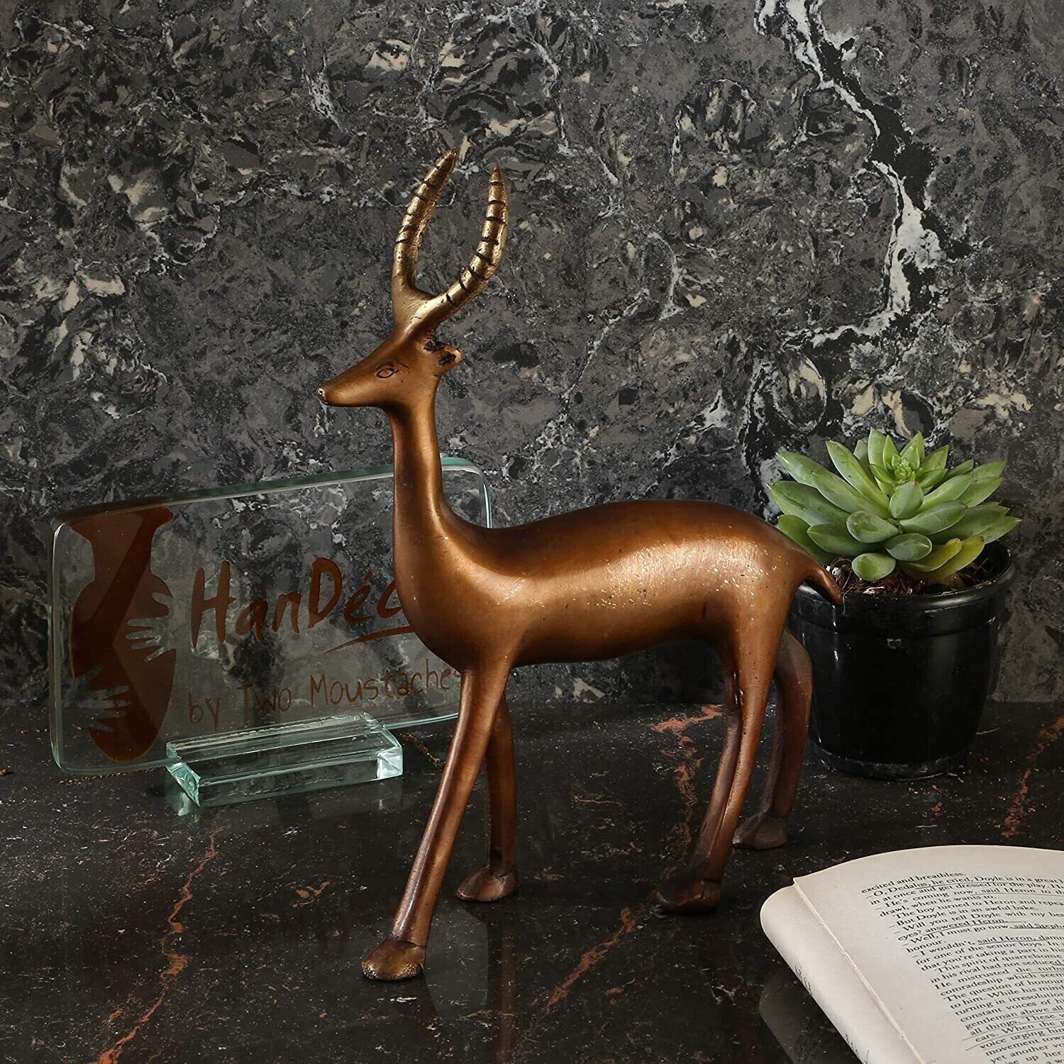 Vintage Standing Deer Brass Showpiece